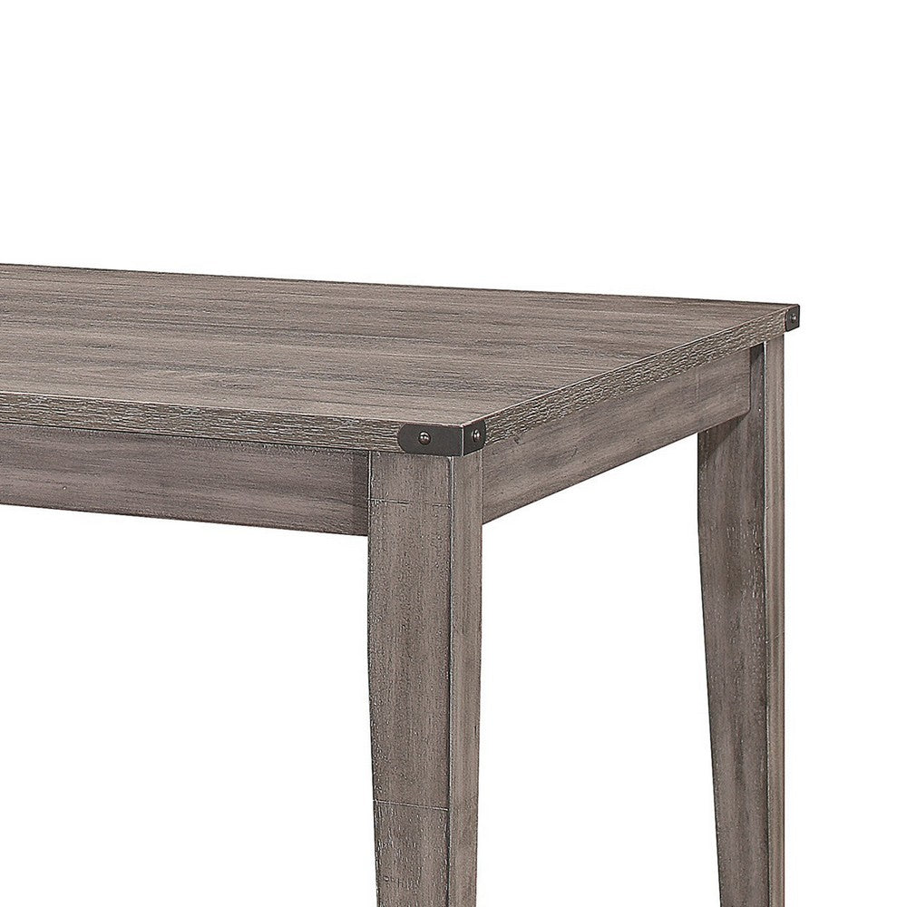 Dereck Dining Table, 64 Inch Gray Melamine Board, Metal Corner Rivets -BM335871