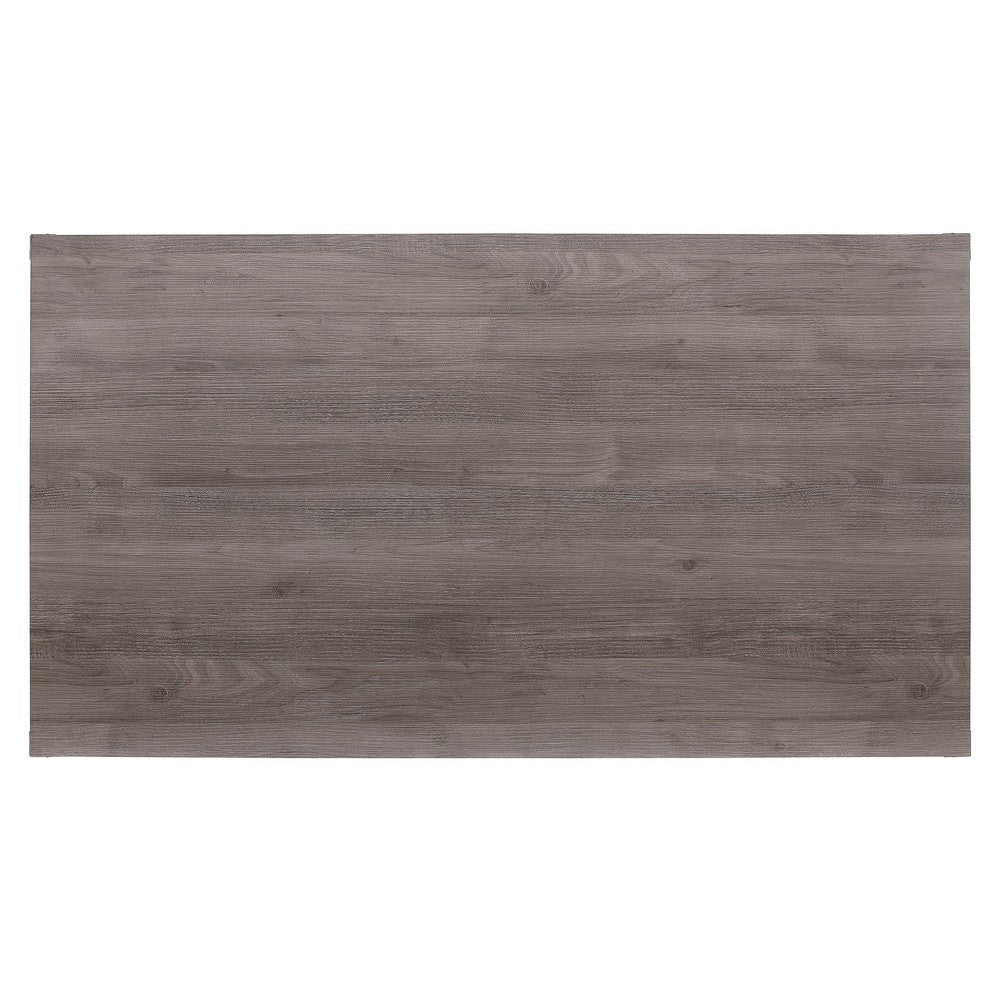 Dereck Dining Table, 64 Inch Gray Melamine Board, Metal Corner Rivets -BM335871