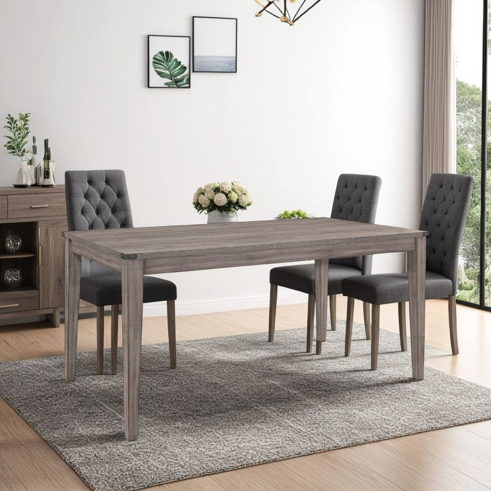 Dereck Dining Table, 64 Inch Gray Melamine Board, Metal Corner Rivets -BM335871
