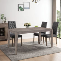 Dereck Dining Table, 64 Inch Gray Melamine Board, Metal Corner Rivets -BM335871