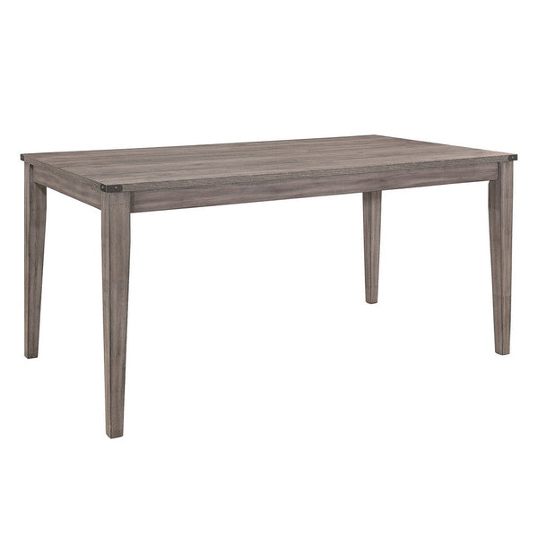 Dereck Dining Table, 64 Inch Gray Melamine Board, Metal Corner Rivets -BM335871