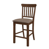 Lsy Counter Stool Chair Set of 2, Brown Wood, Fabric Upholstered Seat -BM335873