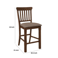Lsy Counter Stool Chair Set of 2, Brown Wood, Fabric Upholstered Seat -BM335873