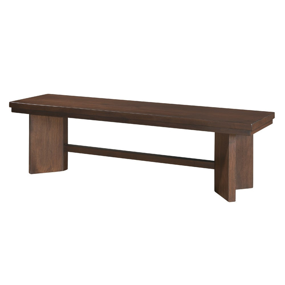 Bloi Dining Bench, X Shaped Trestle Base, 59 Inch, Brown Wood Frame -BM335876