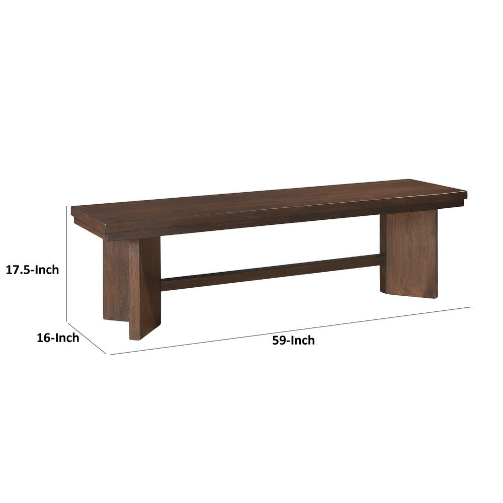 Bloi Dining Bench, X Shaped Trestle Base, 59 Inch, Brown Wood Frame -BM335876