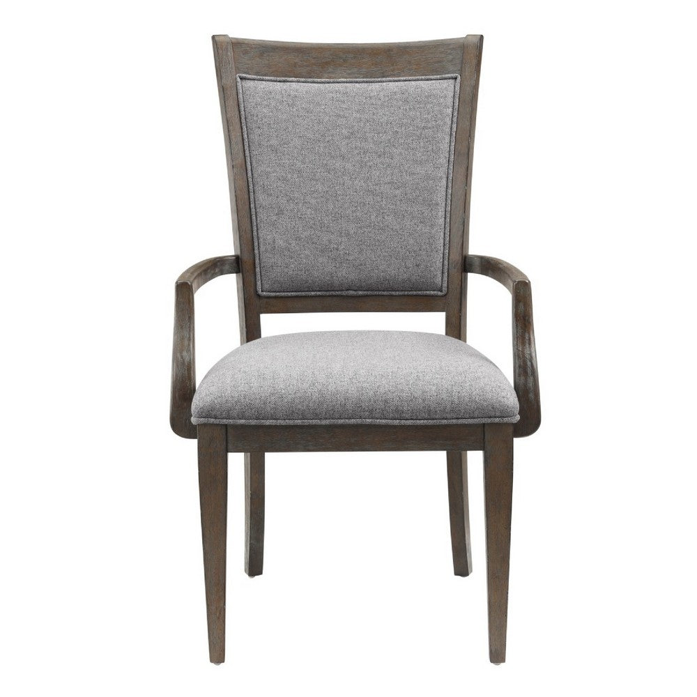 Koa Dining Armchair Set of 2, Padded Seat and Back, Driftwood Brown -BM335879