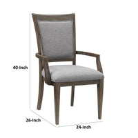 Koa Dining Armchair Set of 2, Padded Seat and Back, Driftwood Brown -BM335879