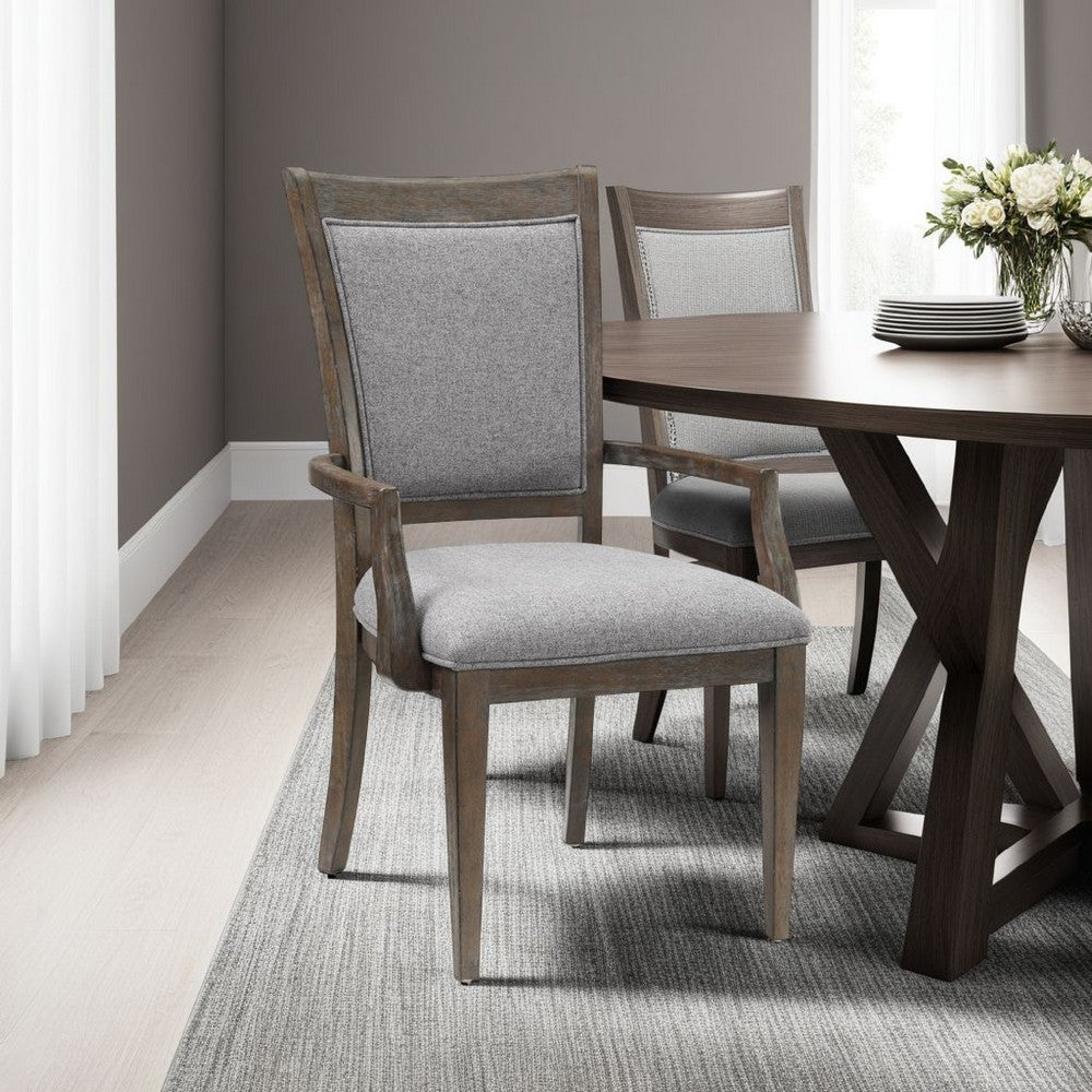 Koa Dining Armchair Set of 2, Padded Seat and Back, Driftwood Brown -BM335879
