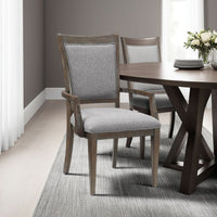 Koa Dining Armchair Set of 2, Padded Seat and Back, Driftwood Brown -BM335879