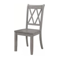 Janu Set of 2 Side Dining Chair, X Shaped Backrest, Gray Solid Wood -BM335883