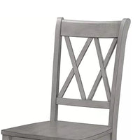 Janu Set of 2 Side Dining Chair, X Shaped Backrest, Gray Solid Wood -BM335883