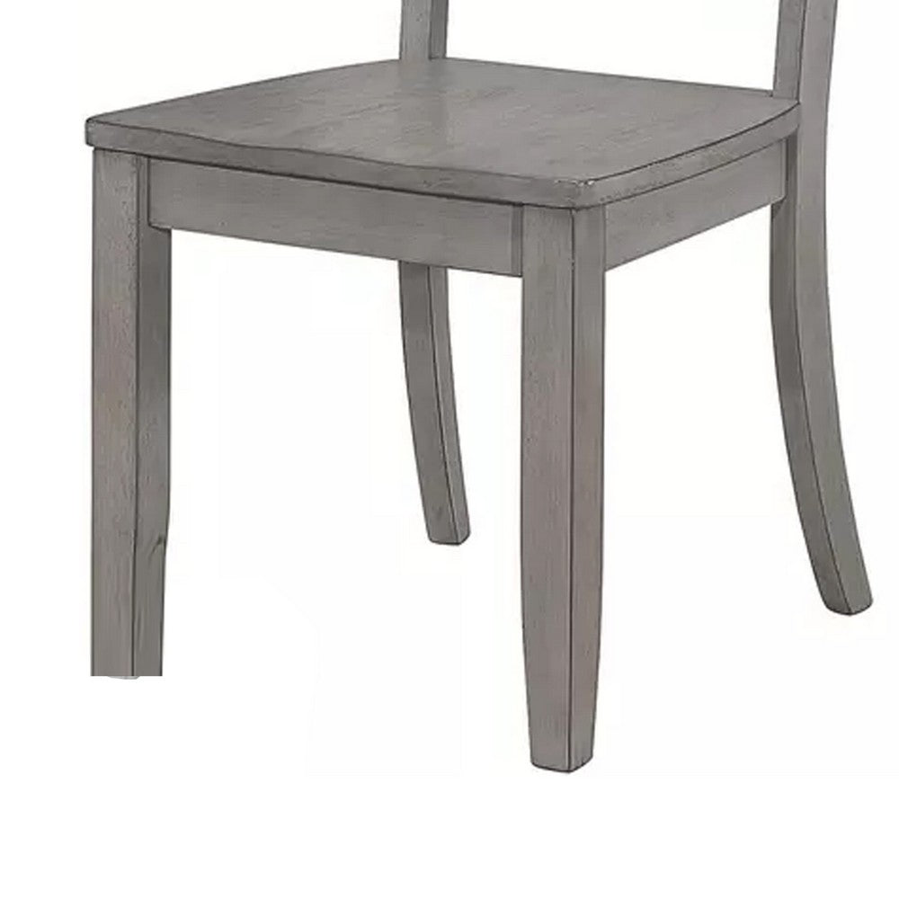 Janu Set of 2 Side Dining Chair, X Shaped Backrest, Gray Solid Wood -BM335883