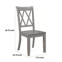 Janu Set of 2 Side Dining Chair, X Shaped Backrest, Gray Solid Wood -BM335883
