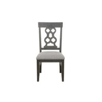 Arom Set of 2 Dining Side Chair, Wood Cut Out Back, Gray Fabric Seat -BM335885