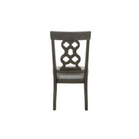 Arom Set of 2 Dining Side Chair, Wood Cut Out Back, Gray Fabric Seat -BM335885