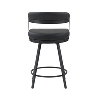 Rowl Swivel Counter Chair Set of 2, Metal Legs, Black Faux Leather -BM335887