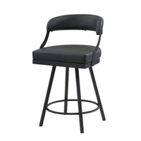 Rowl Swivel Counter Chair Set of 2, Metal Legs, Black Faux Leather -BM335887