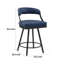 Rowl Swivel Counter Chair Set of 2, Metal Legs, Blue Faux Leather -BM335888