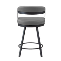 Rowl Swivel Counter Chair Set of 2, Metal Legs, Gray Faux Leather Seat -BM335889
