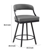 Rowl Swivel Counter Chair Set of 2, Metal Legs, Gray Faux Leather Seat -BM335889