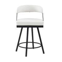 Rowl Swivel Counter Chair Set of 2, Metal Legs, White Faux Leather -BM335891