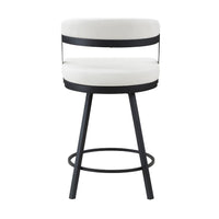 Rowl Swivel Counter Chair Set of 2, Metal Legs, White Faux Leather -BM335891
