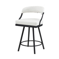 Rowl Swivel Counter Chair Set of 2, Metal Legs, White Faux Leather -BM335891