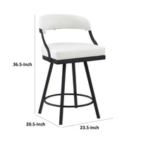 Rowl Swivel Counter Chair Set of 2, Metal Legs, White Faux Leather -BM335891