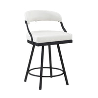 Rowl Swivel Counter Chair Set of 2, Metal Legs, White Faux Leather -BM335891