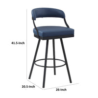 Rowl Swivel Bar Height Chair Set of 2, Metal Legs, Blue Faux Leather -BM335893