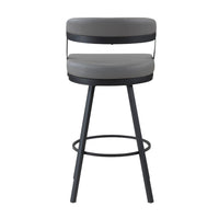 Rowl Swivel Bar Chair Set of 2, Metal Legs, Gray Faux Leather Seat -BM335894
