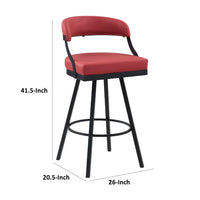 Rowl Swivel Bar Height Chair Set of 2, Metal Legs, Red Faux Leather -BM335895