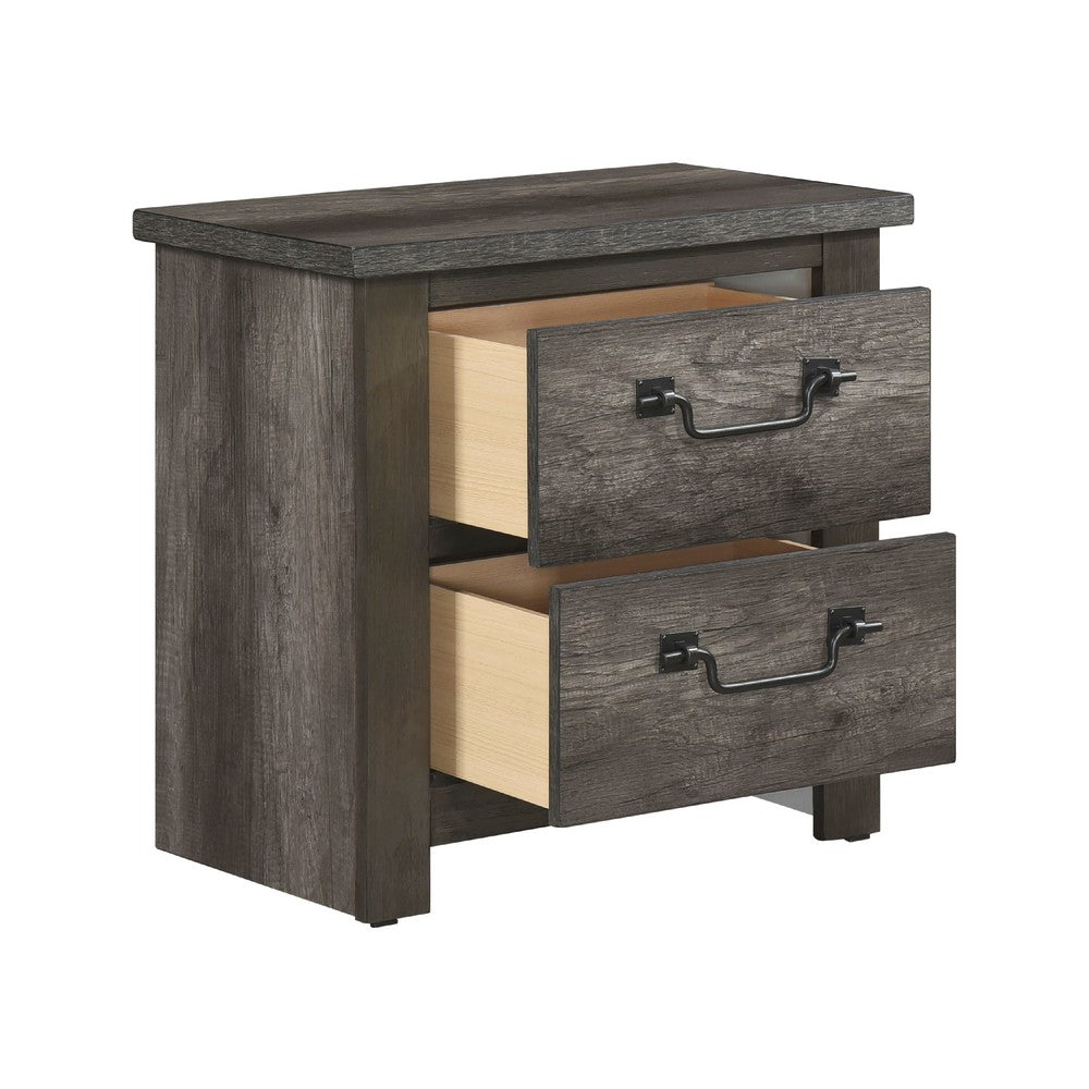 Nemy Nightstand, 2 Drawers, Gray Melamine Laminate, Drop Handles -BM335910