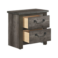 Nemy Nightstand, 2 Drawers, Gray Melamine Laminate, Drop Handles -BM335910