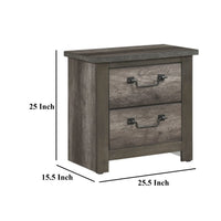 Nemy Nightstand, 2 Drawers, Gray Melamine Laminate, Drop Handles -BM335910