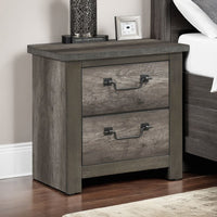 Nemy Nightstand, 2 Drawers, Gray Melamine Laminate, Drop Handles -BM335910
