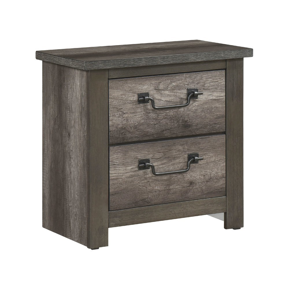 Nemy Nightstand, 2 Drawers, Gray Melamine Laminate, Drop Handles -BM335910
