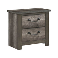 Nemy Nightstand, 2 Drawers, Gray Melamine Laminate, Drop Handles -BM335910