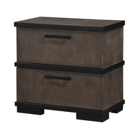 Acy Nightstand, 2 Drawers, Brownish Gray and Black Wood, Bar Handles -BM335913