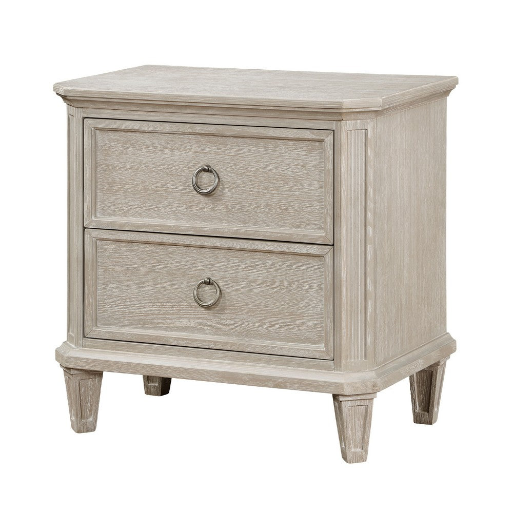 Aeny Nightstand, 2 Drawer Ring Handles, Light Brownish Gray Oak Veneer -BM335916