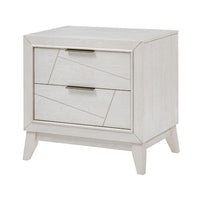 Zine Nightstand, 2 Drawers, Antique White Oak Wood, Flat Black Handles -BM335919