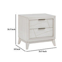 Zine Nightstand, 2 Drawers, Antique White Oak Wood, Flat Black Handles -BM335919