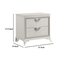 Dery Nightstand, 2 Drawers Chrome Triangle Handles, Gold White Wood -BM335928