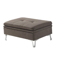Modern Ottoman, Tufted Dark Chocolate Gray, Chrome Legs 36 Inch -BM335932