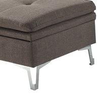 Modern Ottoman, Tufted Dark Chocolate Gray, Chrome Legs 36 Inch -BM335932