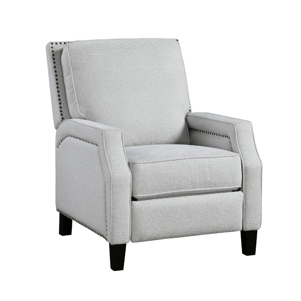 Berry Manual Push Back Recliner Chair, Gray Chenille Nailhead Trim -BM335933