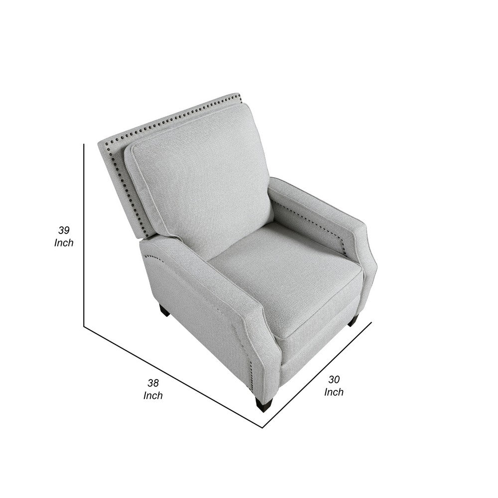 Berry Manual Push Back Recliner Chair, Gray Chenille Nailhead Trim -BM335933