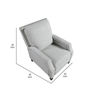 Berry Manual Push Back Recliner Chair, Gray Chenille Nailhead Trim -BM335933