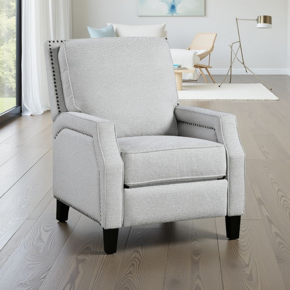 Berry Manual Push Back Recliner Chair, Gray Chenille Nailhead Trim -BM335933