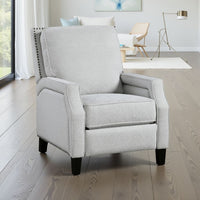Berry Manual Push Back Recliner Chair, Gray Chenille Nailhead Trim -BM335933
